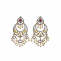 Chandbali Diamond Finished Earrings - White Background Studio Shot