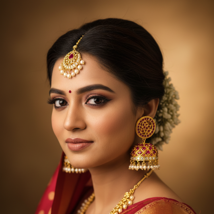 Model wearing Kempu Polki Jhumka – lifestyle editorial