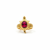 Gold turtle ring red stone white background