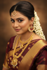 Kempu Gandabherunda Floral Earrings - Model Wearing