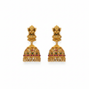 Goddess Laxmi Nagas Antique Kemp Jhumka Earrings flat lay on white background