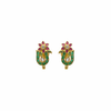 Handmade Emerald Peacock Stud Earrings on white background
