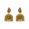 Flat lay of antique Lakshmi temple jhumka earrings on white background