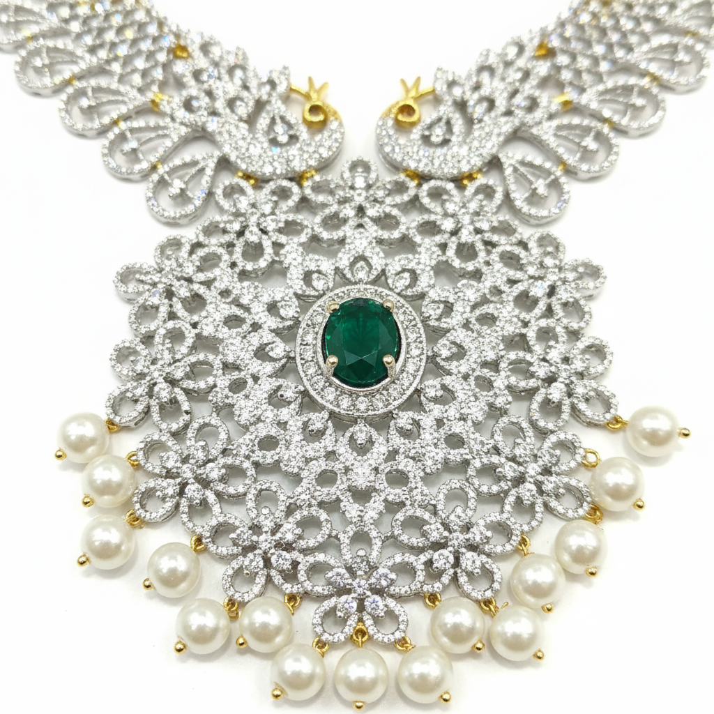 Emerald CZ Necklace Pendant - Close Up Detail