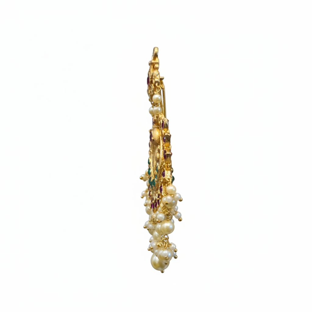 Jadau Kempu Chandbali Earrings - Side Profile