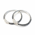 92.5 Silver Kids Bangle with Black Beads and Lion Head Clasp - White Background
