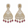 Grand CZ Chandbali Earrings Variant 2 Ruby Drops White Background