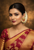 Kempu Surya Chandra Vanka Chandbali Earrings - Model Wearing