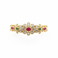 Polki CZ White Stone Floral Pendant for Changeable Bangle Bracelet