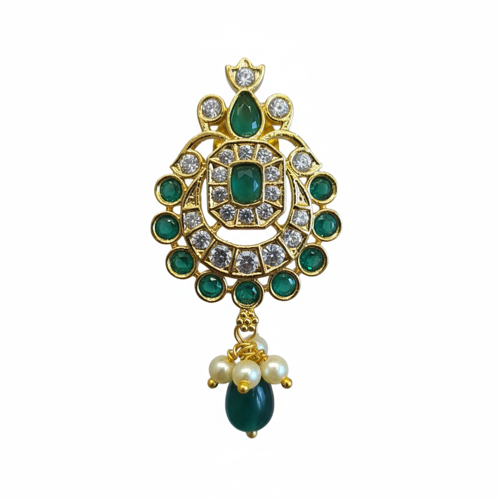 CZ Chandbali Studs - Macro Gemstone Detail