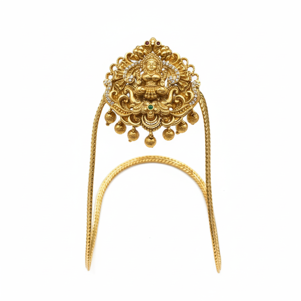 Ornate deity temple vanki armlet on white background