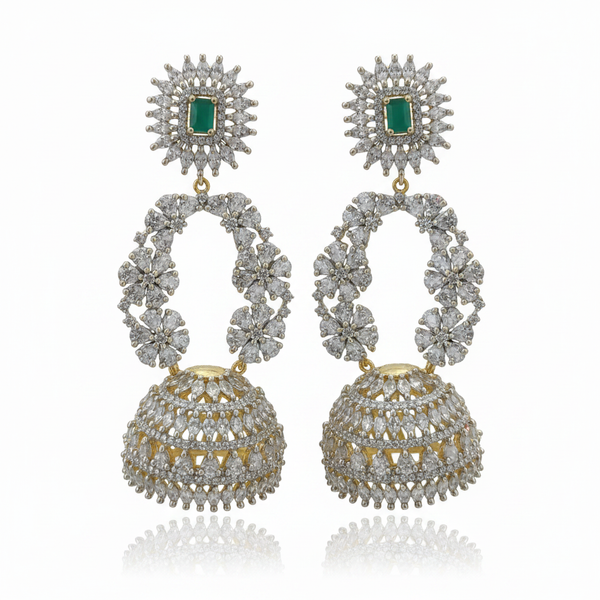 CZ Diamond Chandbali Jhumka – white background