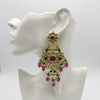 Jadau Kundan Chandbali - Emerald Ruby variant on mannequin stand