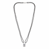 Double strand black bead mangalsutra with emerald-cut CZ pendant - white background