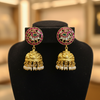 Lifestyle - Jadau Kundan Kempu Jhumka on Black Velvet Stand