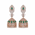 White background - Rose Gold Green Jhumka