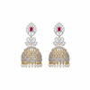 CZ Diamond Jhumka Earrings - Flat Lay on White Background