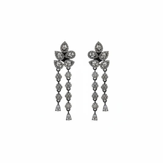 Victorian CZ Chandelier Drop Earrings - White CZ - White Background