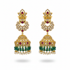Uncut Diamond Gold Plated Long Jhumka - White Background Flat Lay 1:1