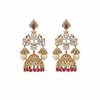 Ruby CZ Peacock Jhumka Earrings Flat Lay