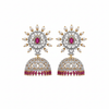 Pink CZ Sunburst Jhumka - White Background
