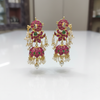 Peacock Pink Kempu Jhumka - White Background