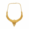 Gold Forming Necklace Set - Floral Tassel Design with Matching Earrings