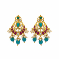 Polki Kempu Chandbali Earrings - White Background