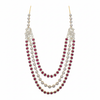 Ruby Diamond 3-Strand Haram Necklace – white background studio shot