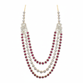 Ruby Diamond 3-Strand Haram Necklace – white background studio shot