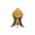 Antique Goddess Lakshmi Puligoru Locket for Men - 24K Gold Plated with Gemstones