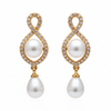 Infinity Pearl Drop Earrings - White BG