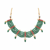 Jadau Kundan Green Beaded Necklace - White Background