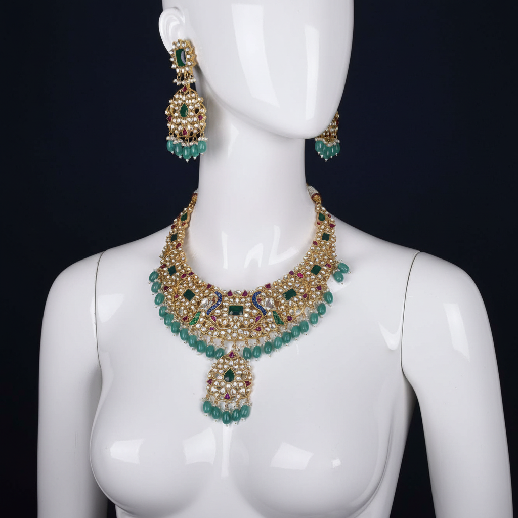 Jadau Kundan Necklace on Mannequin