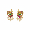 Jadau Kundan Peacock Earrings white background