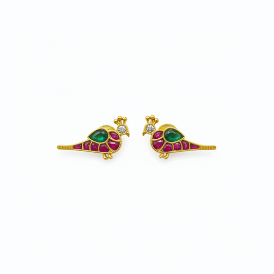 Jadau Kundan Peacock Stud Earrings 
