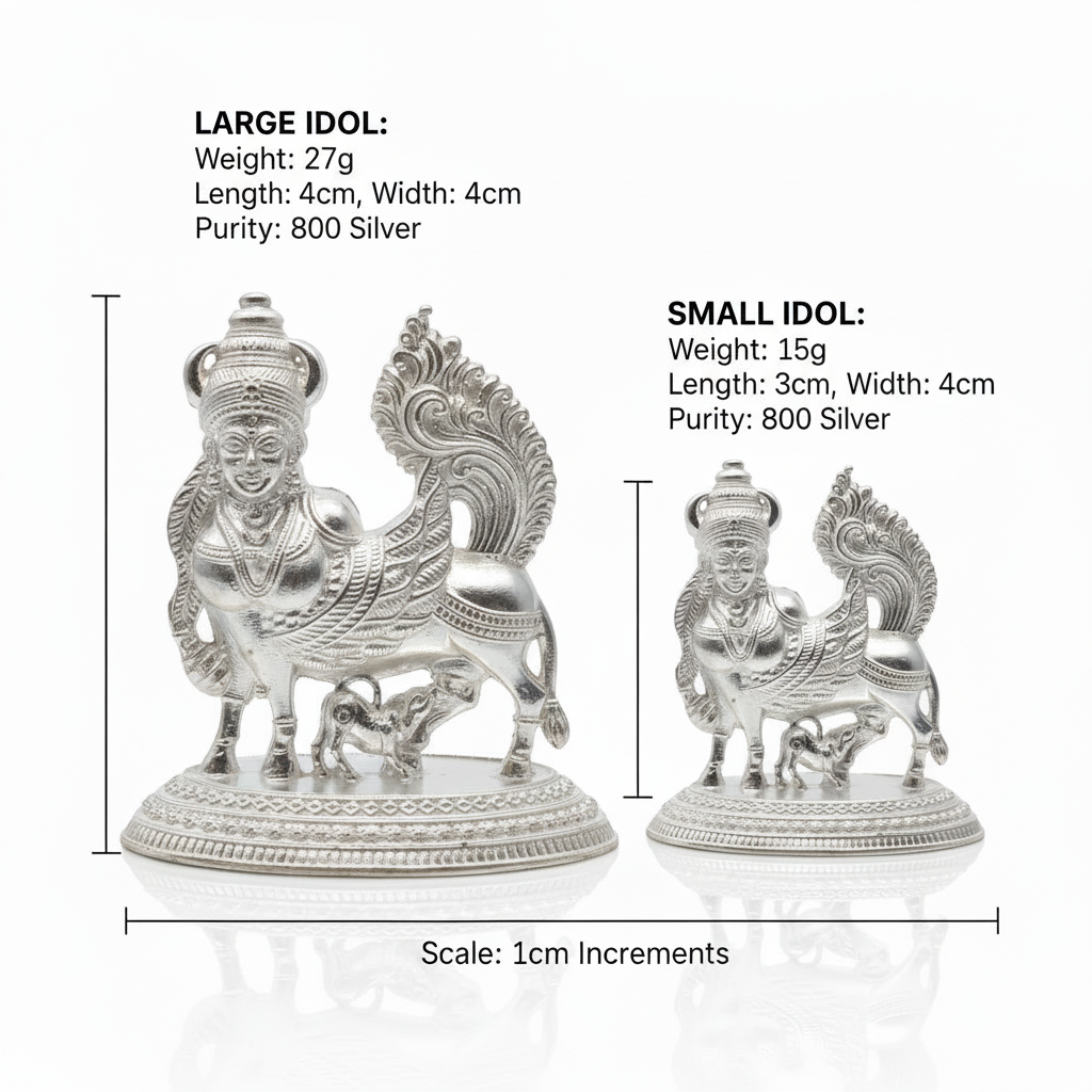 Kamdhenu idol specifications - 800 purity