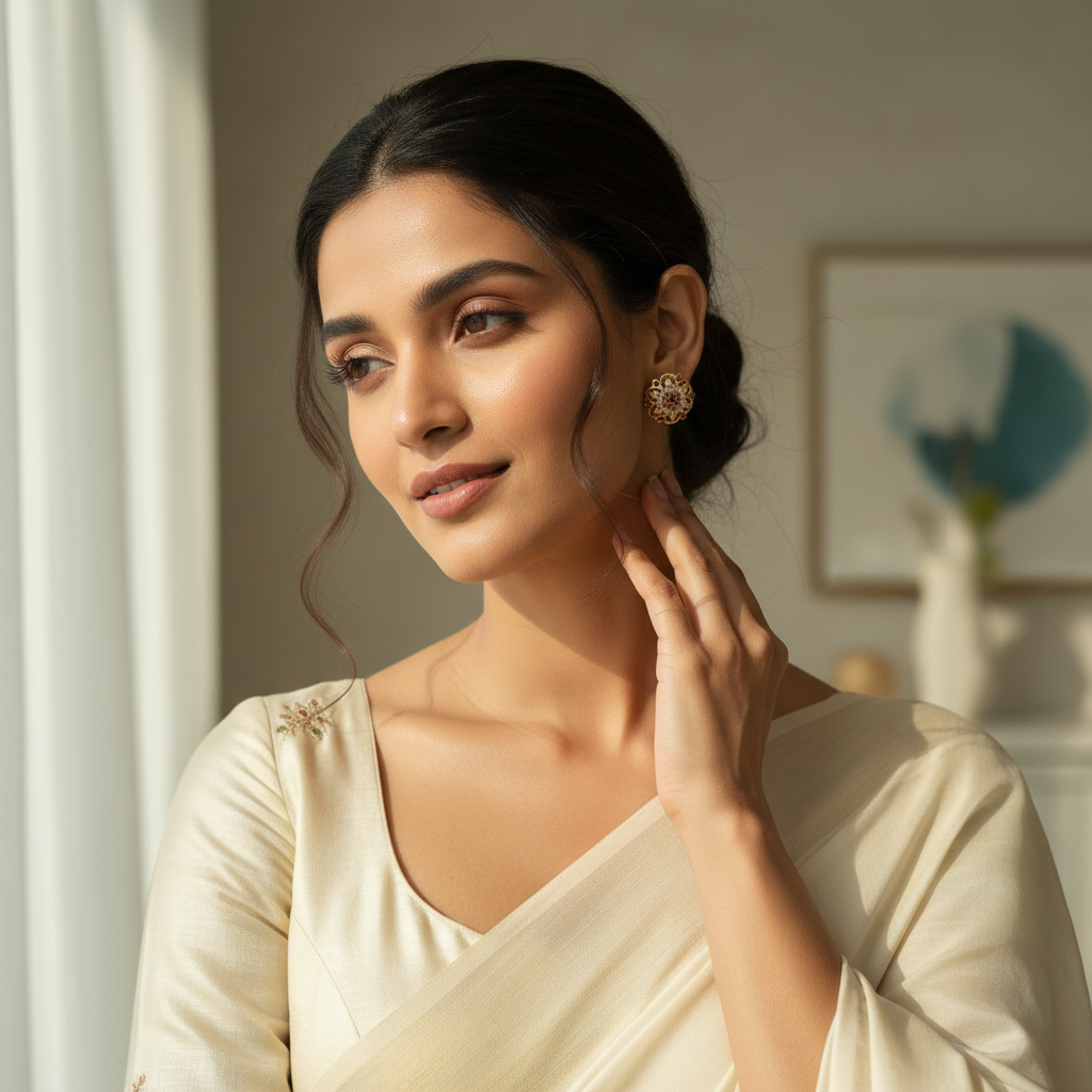 Kammalu Earrings Model Shot