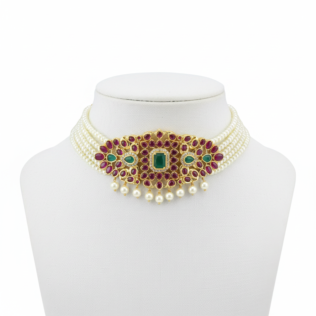 Kemp Pendant Pearl Choker on Mannequin