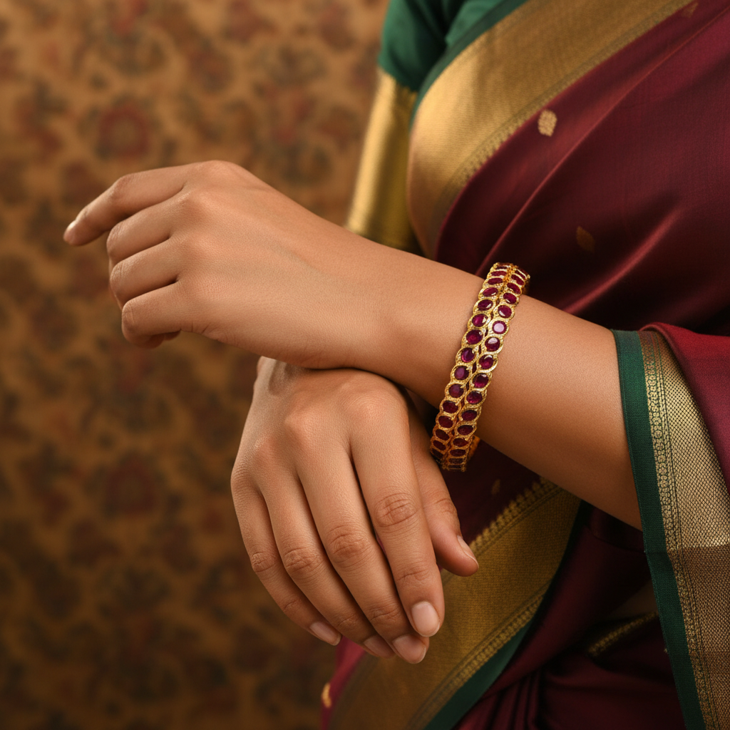 Kempu Bangles Model Wear