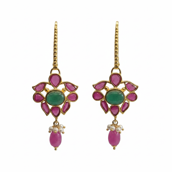 Kempu Earrings White Background