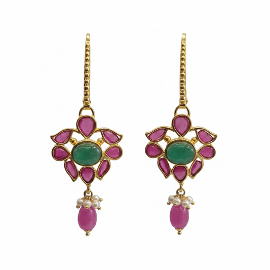 Kempu Earrings White Background
