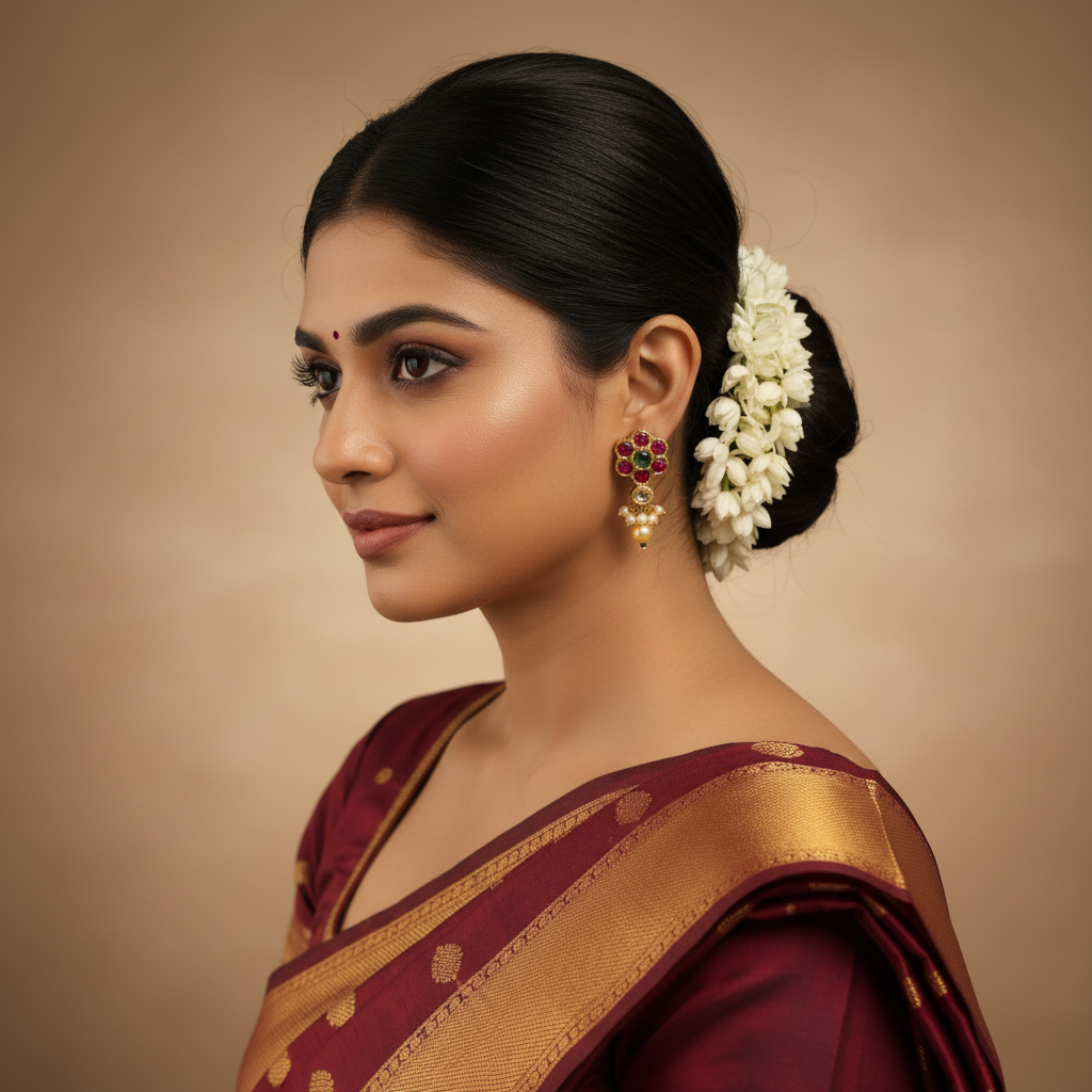 Kempu Golden Pearl Studs Lifestyle