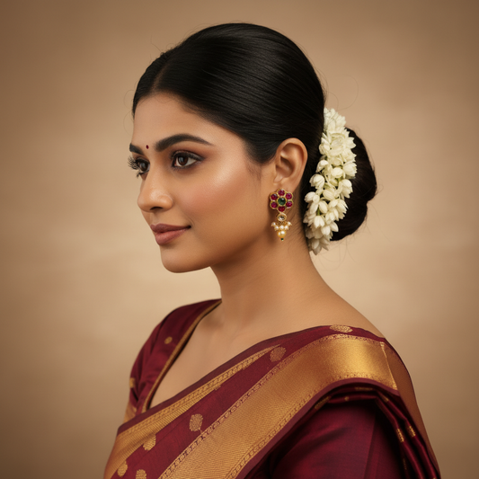 Kempu Golden Pearl Studs Lifestyle