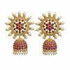 Kempu Polki Chakra Jhumka Pair