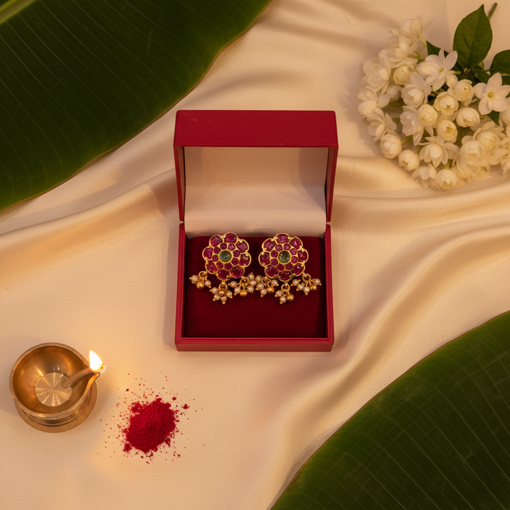 Kempu Studs Flat Lay