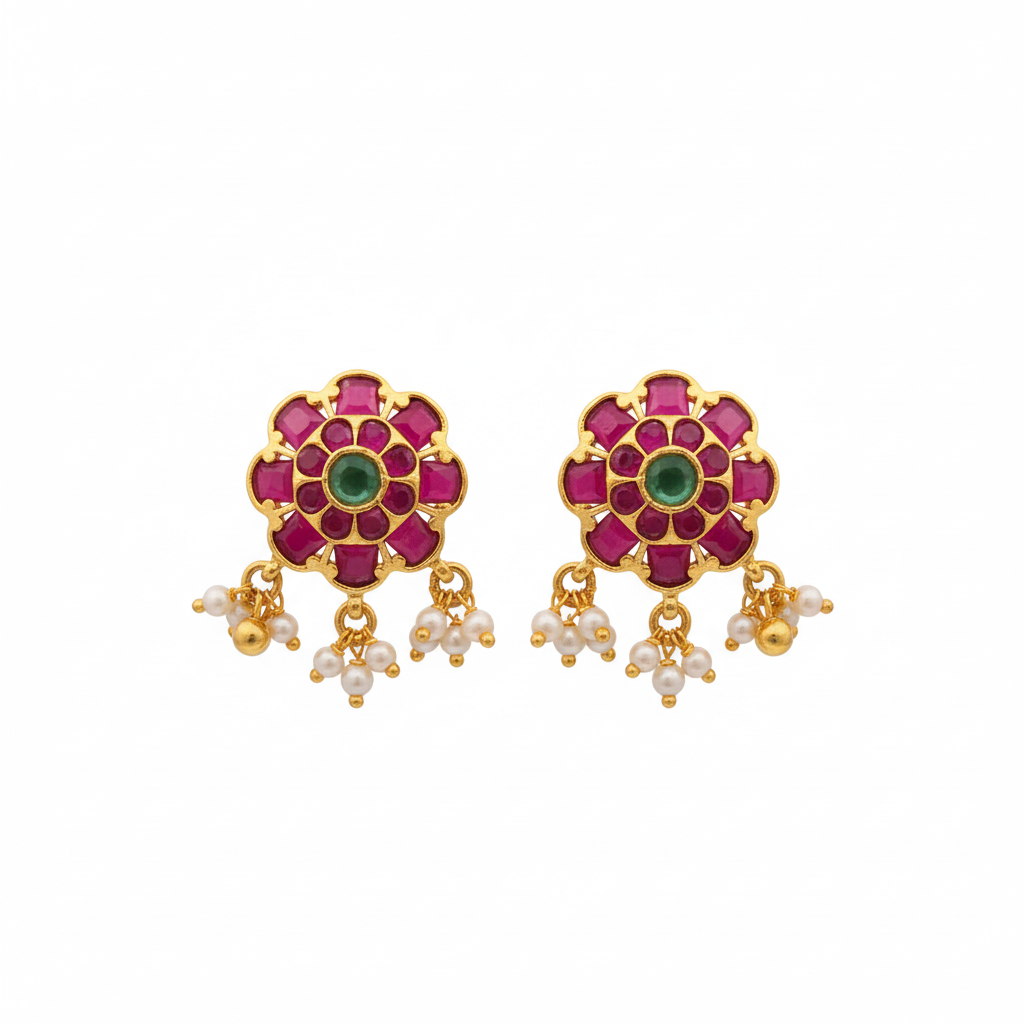 Kempu Studs White Background