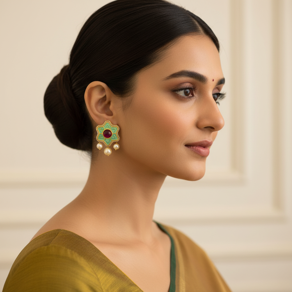 Kundan Earrings Lifestyle Photo