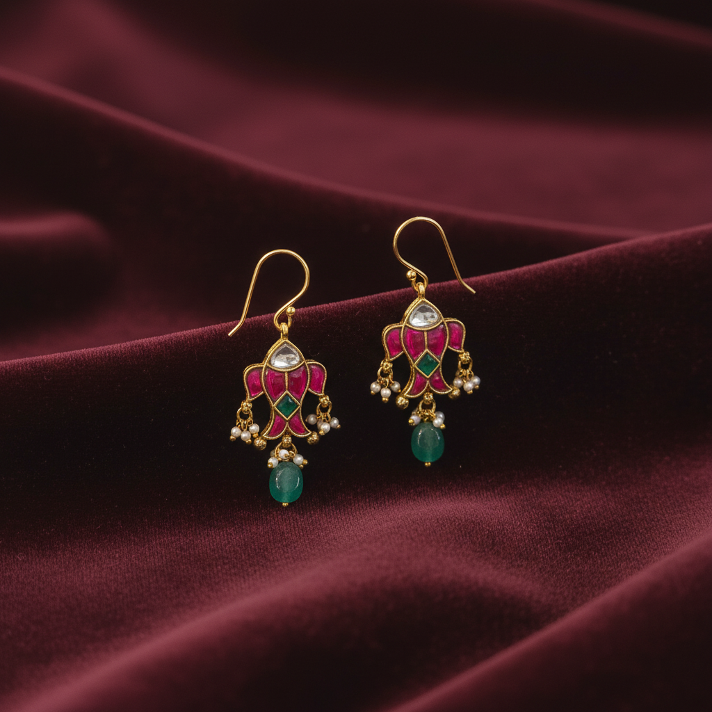 Kundan Hook Earrings Lifestyle