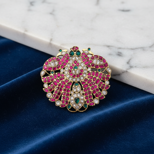 Kundan Peacock Brooch Lifestyle